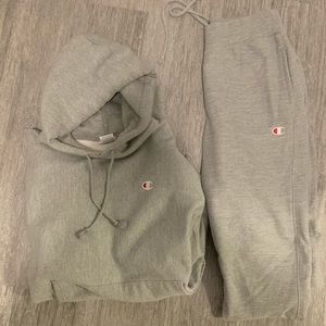 Champion gray hoodie Set